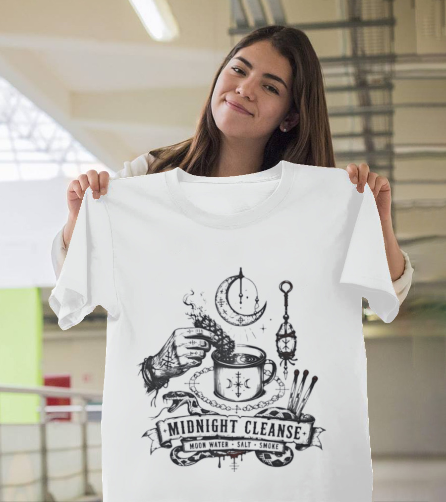 Moon Water Salt Smoke Midnight Cleanse Ritual Snake Hand Smudging T-Shirt