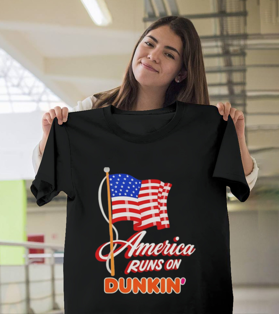 Patriotic America Runs On Dunkin' American Flag Pride T-Shirt
