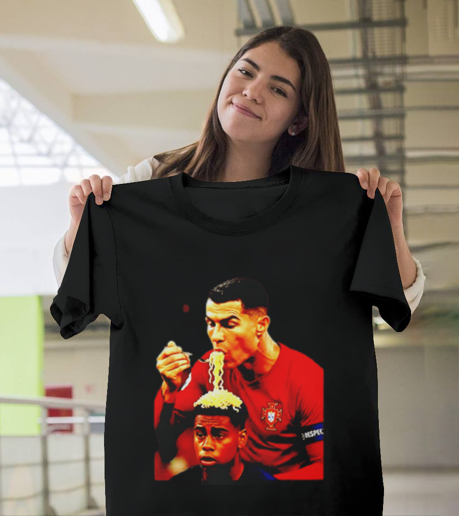 Cristiano Ronaldo Eating Noodles Meme Portugal Football UEFA T-Shirt