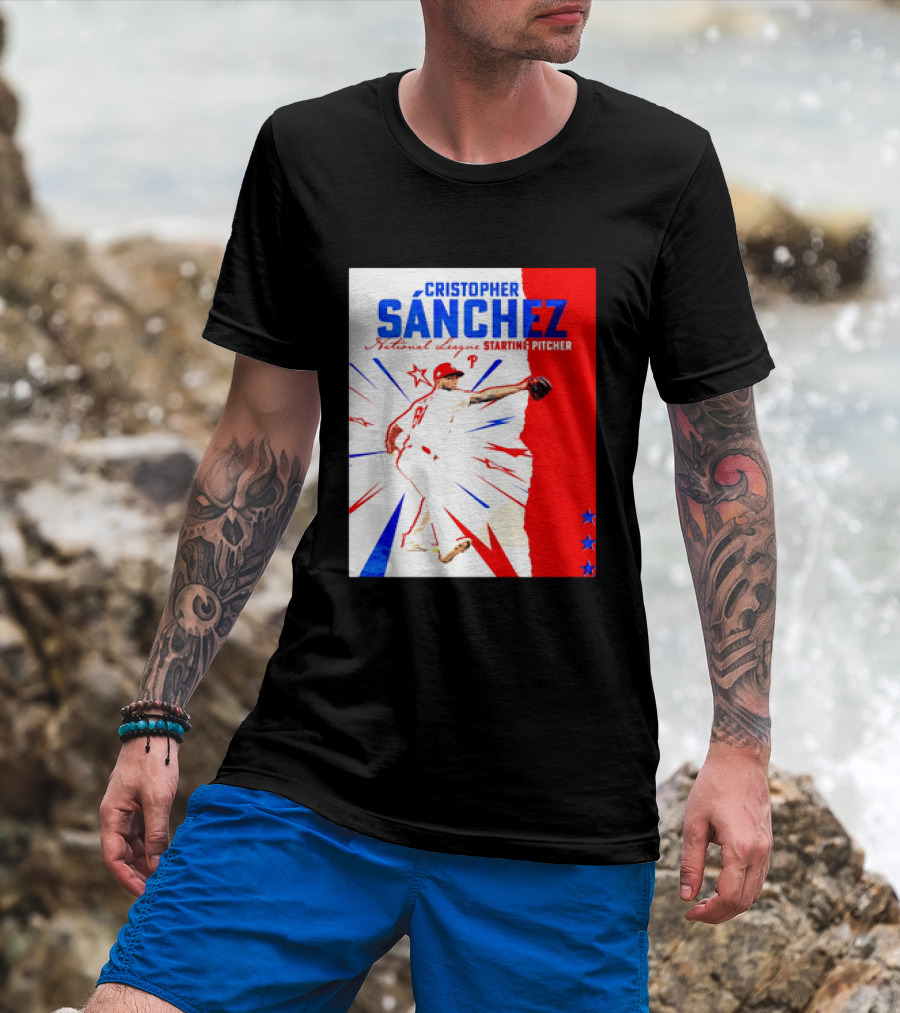 Cristopher Sánchez Philadelphia Phillies National League Starting Pitcher Red White Blue Stars T-Shirt