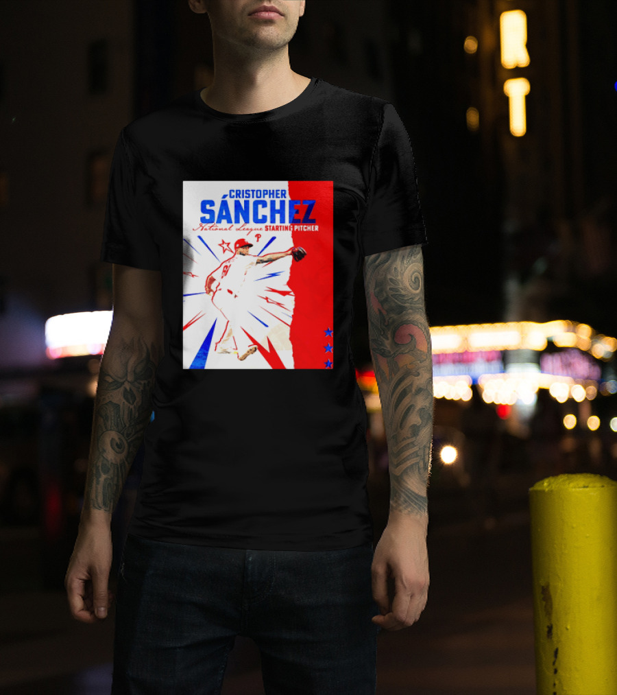 Cristopher Sánchez Philadelphia Phillies National League Starting Pitcher Red White Blue Stars T-Shirt