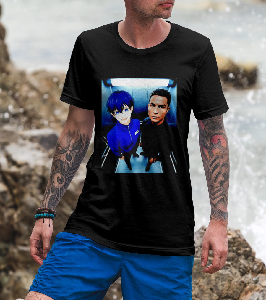 Ema Isagi Cristiano Ronaldo Collaboration Blue Lock Anime Football Star T-Shirt