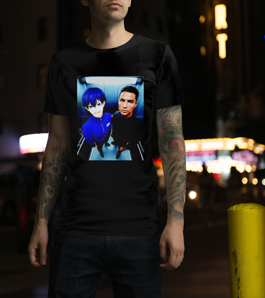 Ema Isagi Cristiano Ronaldo Collaboration Blue Lock Anime Football Star T-Shirt