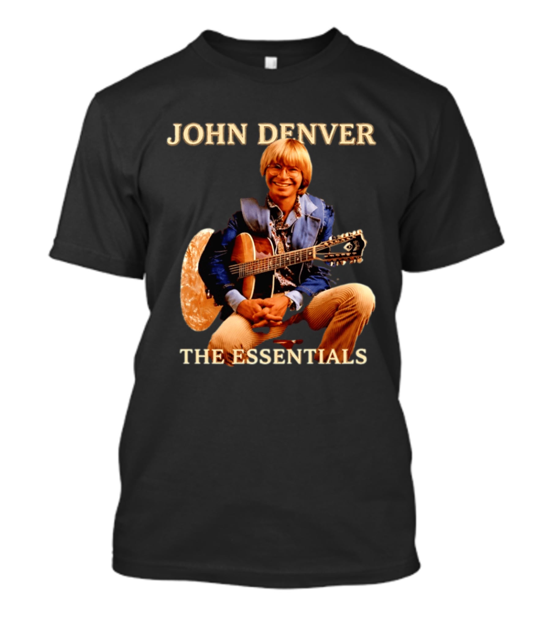 John Denver The Essentials Four Decades Of Folk Music Vintage Guitar T-Shirt