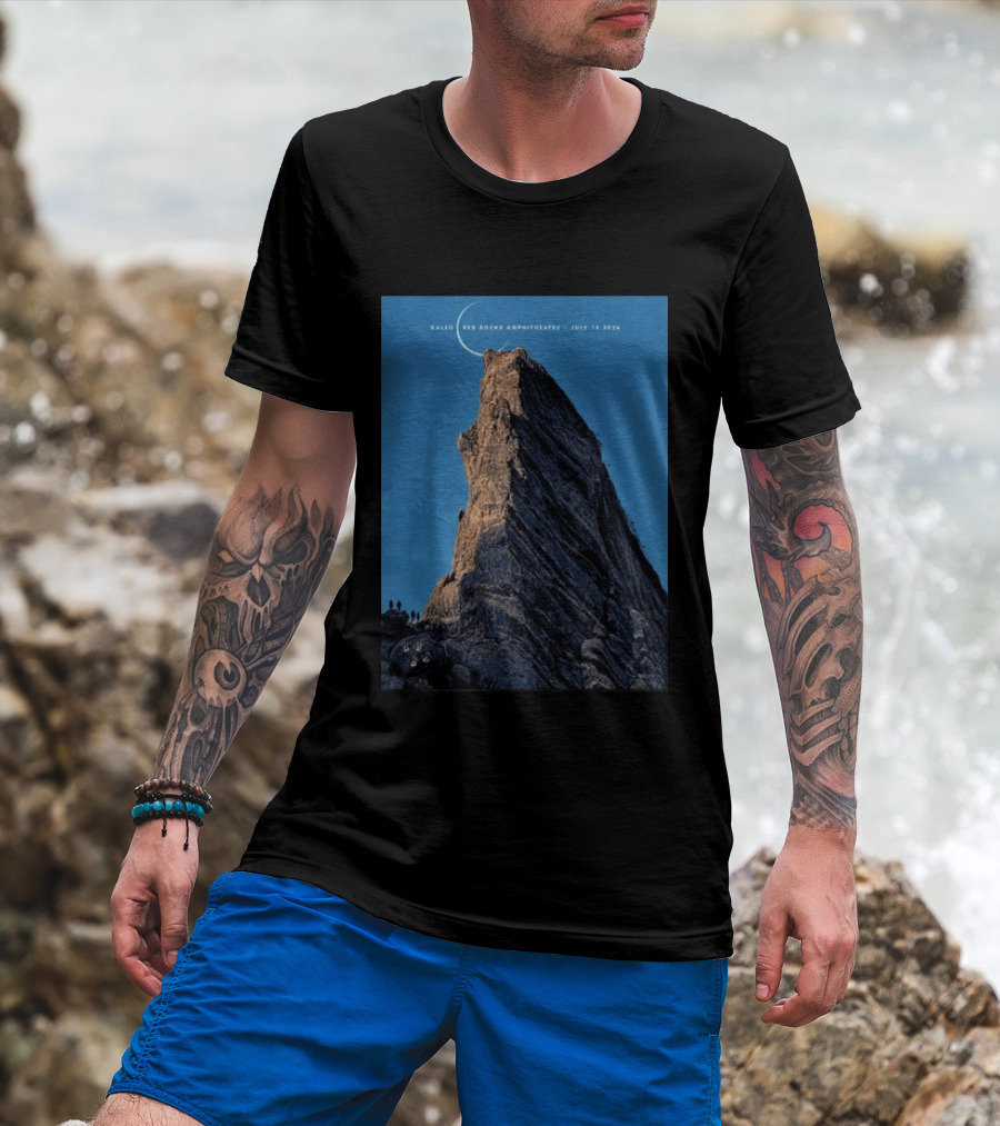 Kaleo Red Rocks Amphitheatre July 14 2026 Show Rocky Landscape Moonlit Scene T-Shirt
