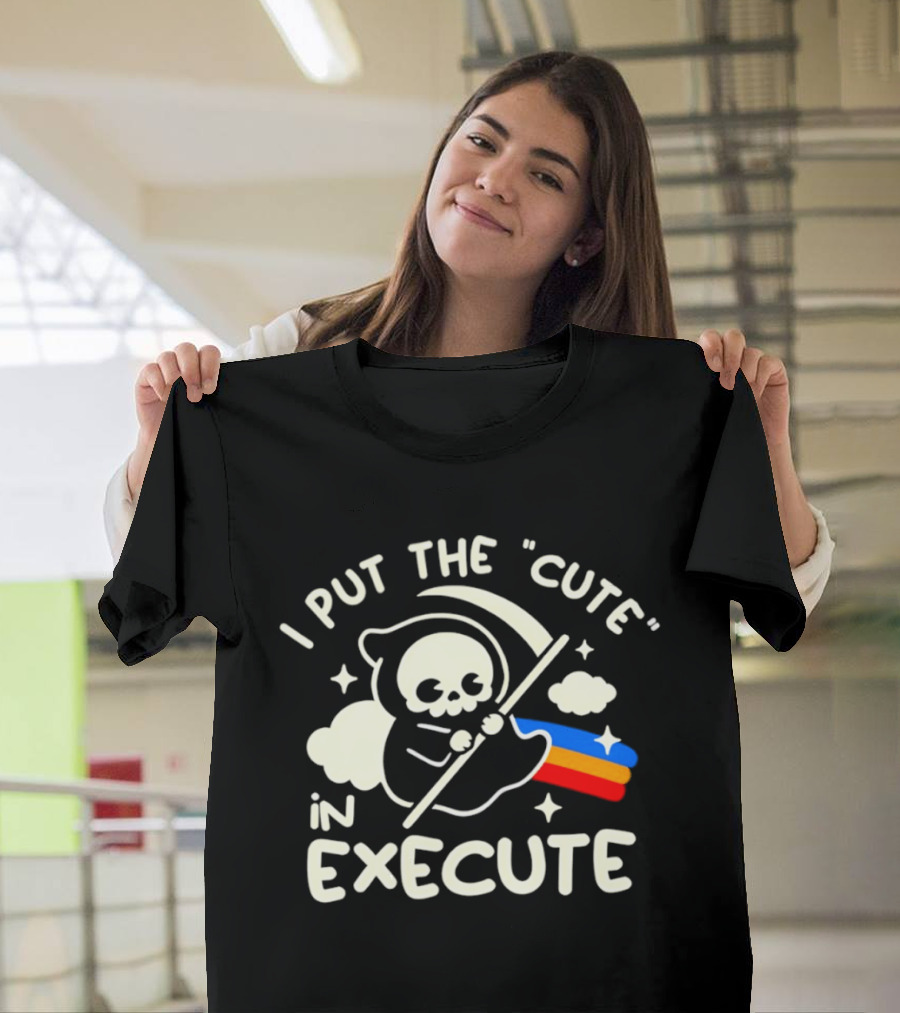 Kawaii Grim Reaper I Put The Cute In Execute Rainbow Scythe T-Shirt