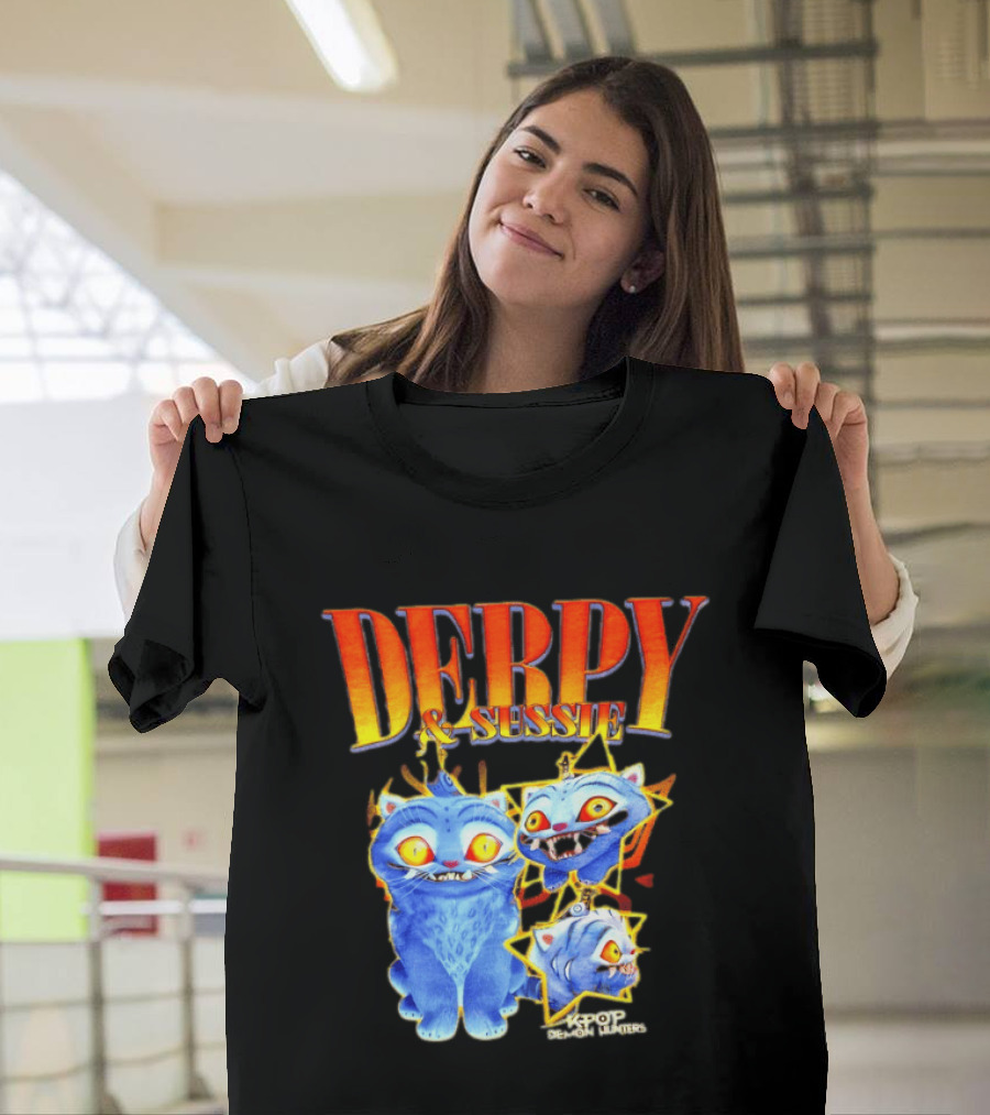Derpy And Sussie KPop Demon Hunters 2026 Blue Cat Stars T-Shirt