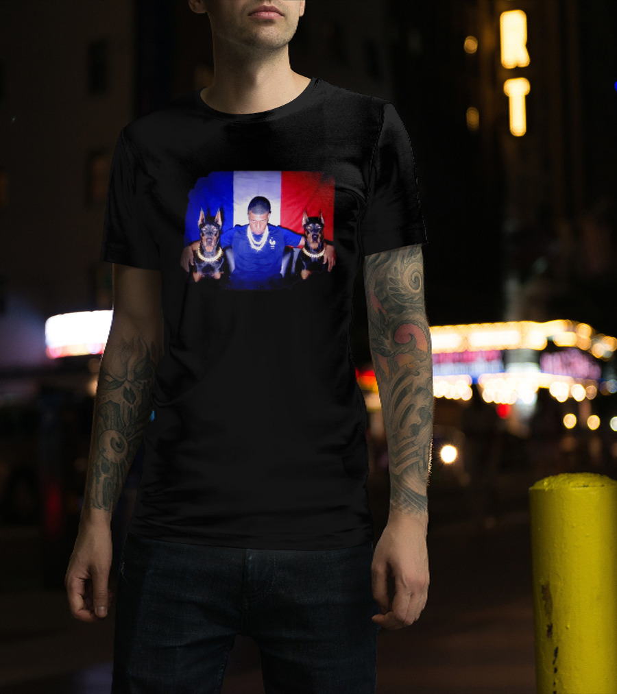 Kylian Mbappe France National Football Team With Dogs French Flag T-Shirt
