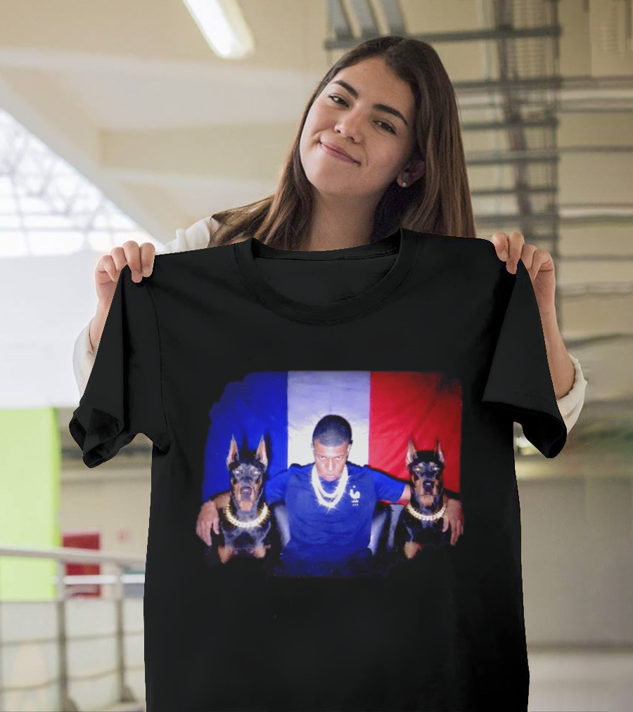 Kylian Mbappe France National Football Team With Dogs French Flag T-Shirt