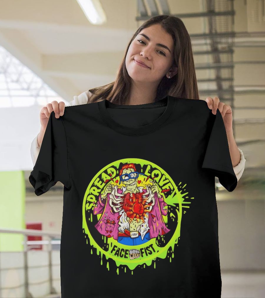 Spread Love Face Fist FMF Slime Variant Zombie Heart T-Shirt