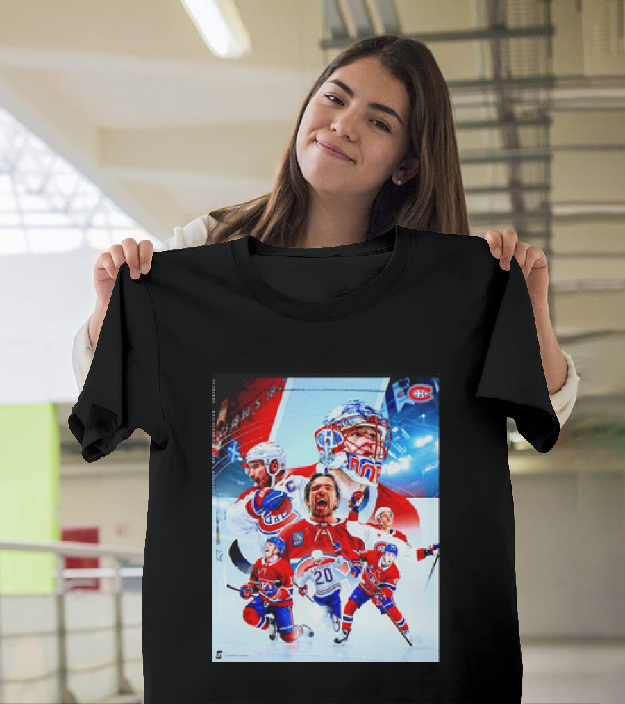 Montreal Canadiens Players And Goalkeeper Collage Featuring Number 20 T-Shirt