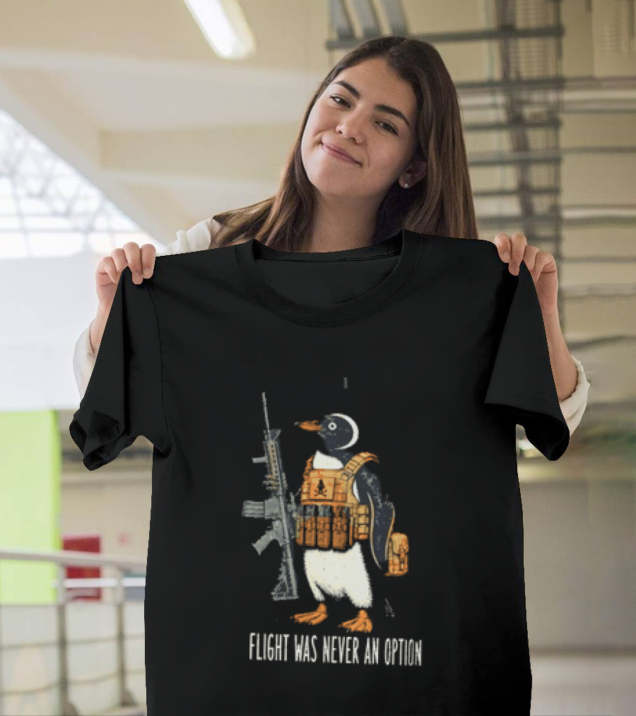 Penguin Flight Was Never An Option Rifle Vest Tactical Humor T-Shirt
