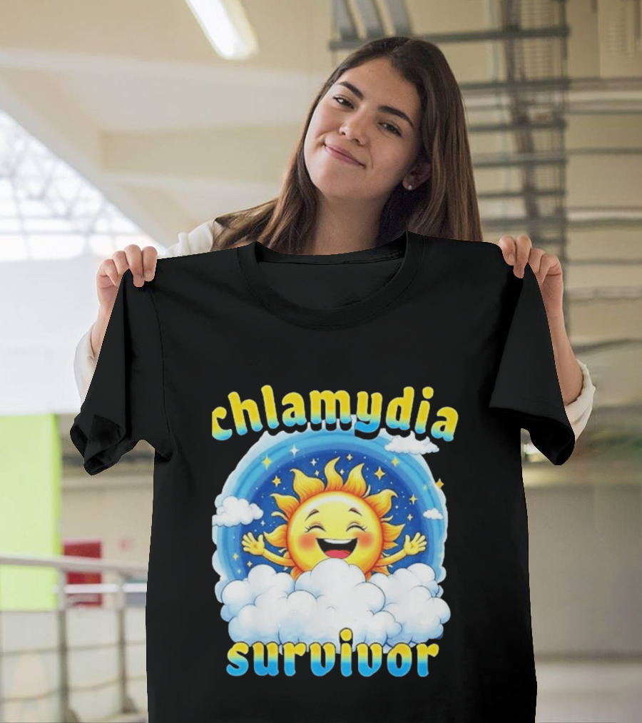 Chlamydia Survivor Sun Cartoon Humor Clouds Sky T-Shirt