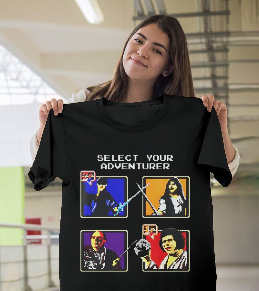 Select Your Adventurer 2p 1p 8 Bit Pixel Characters T-Shirt