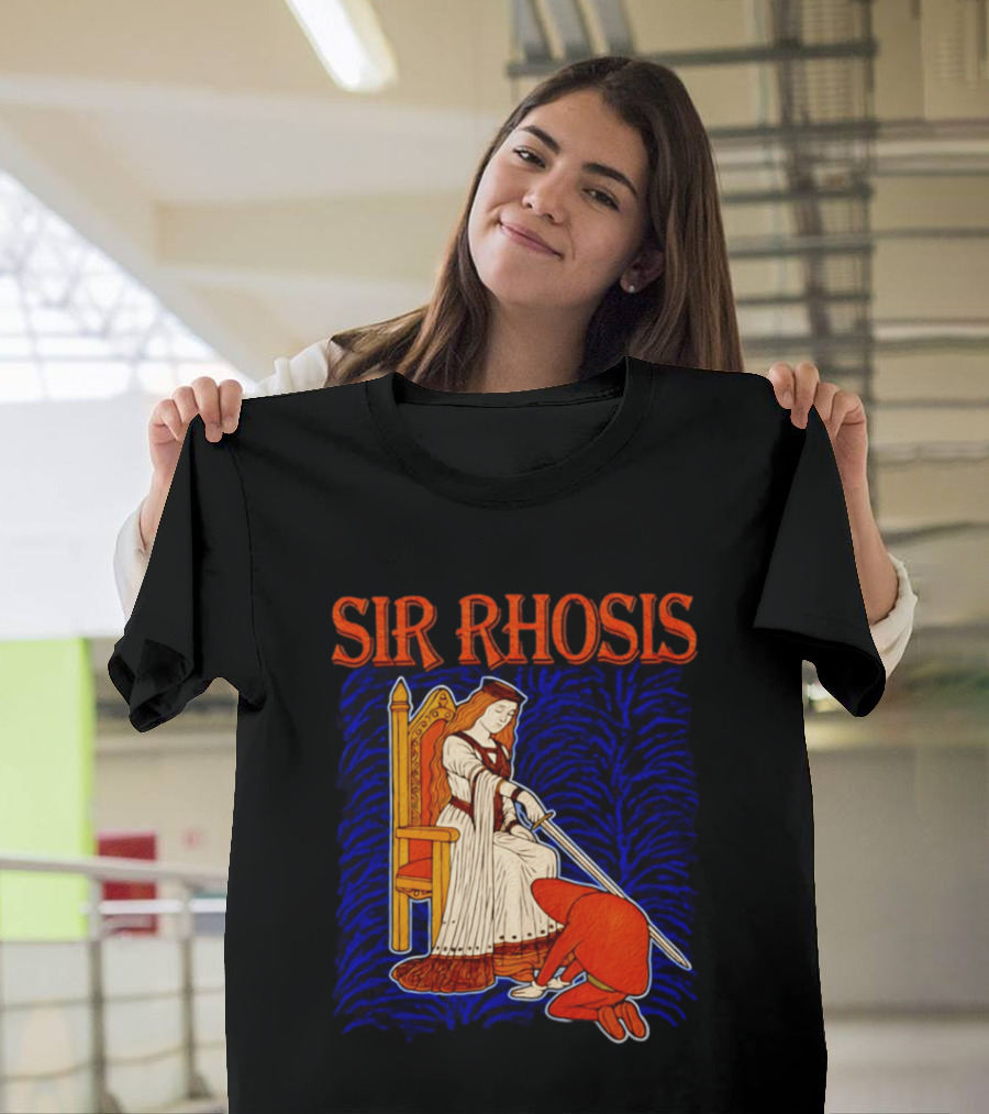 Sir Rhosis Medieval Pun Queen Knight Kneeling T-Shirt
