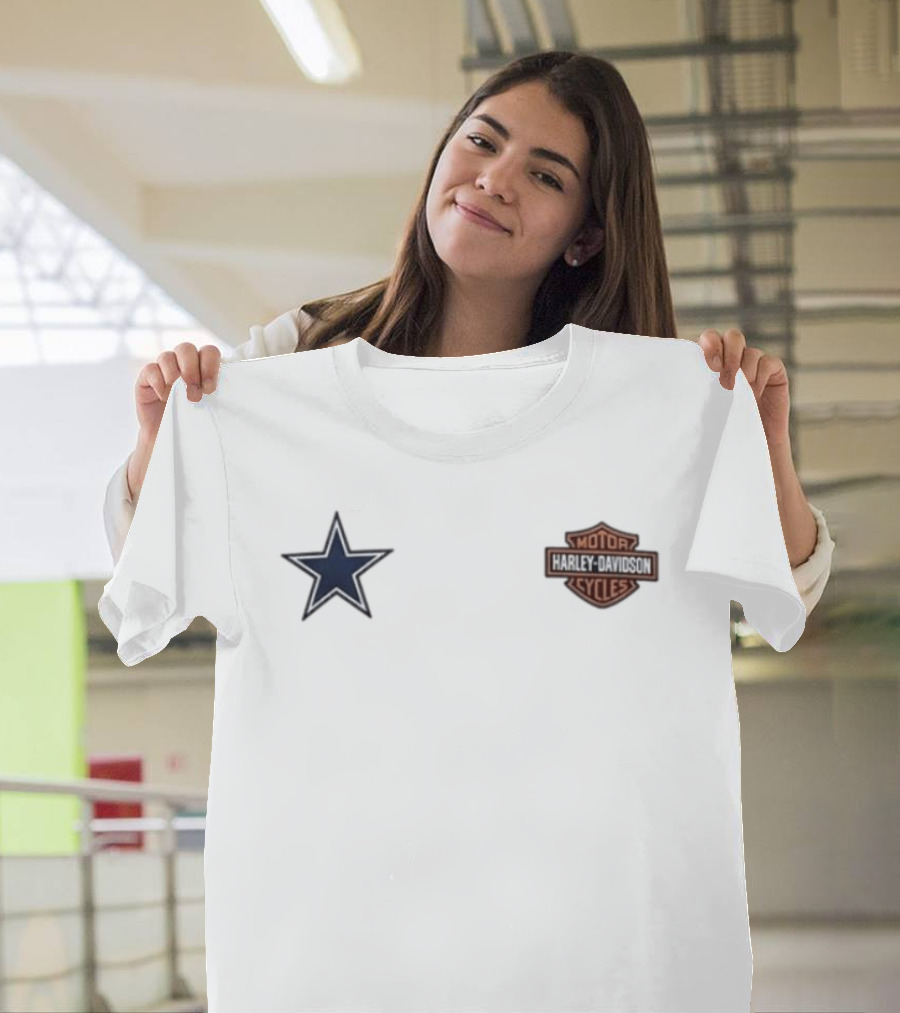 Dallas Cowboys Harley Davidson Ride Loud Sundays Roll Built For Game Day T-Shirt