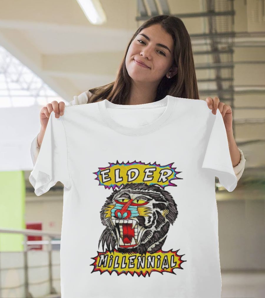 Elder Millennial Baboon Primate Roaring Head T-Shirt