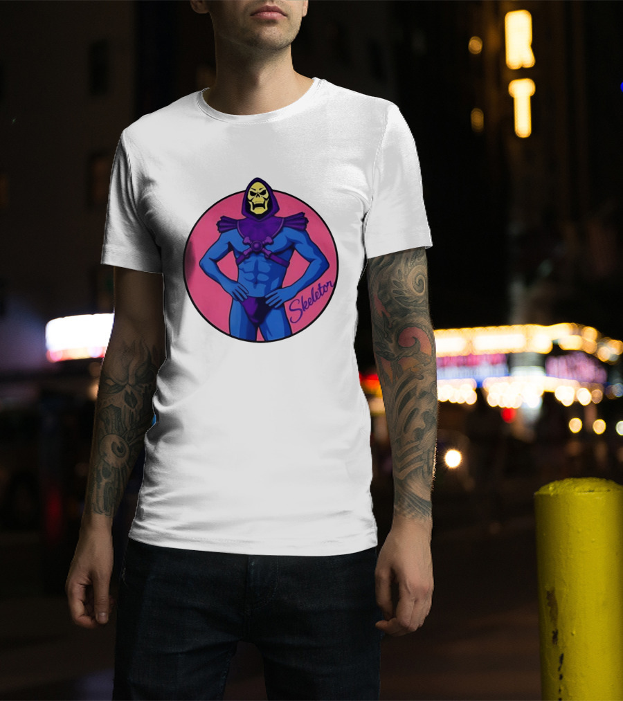 Skeletor Powerful Stance Pink T-Shirt