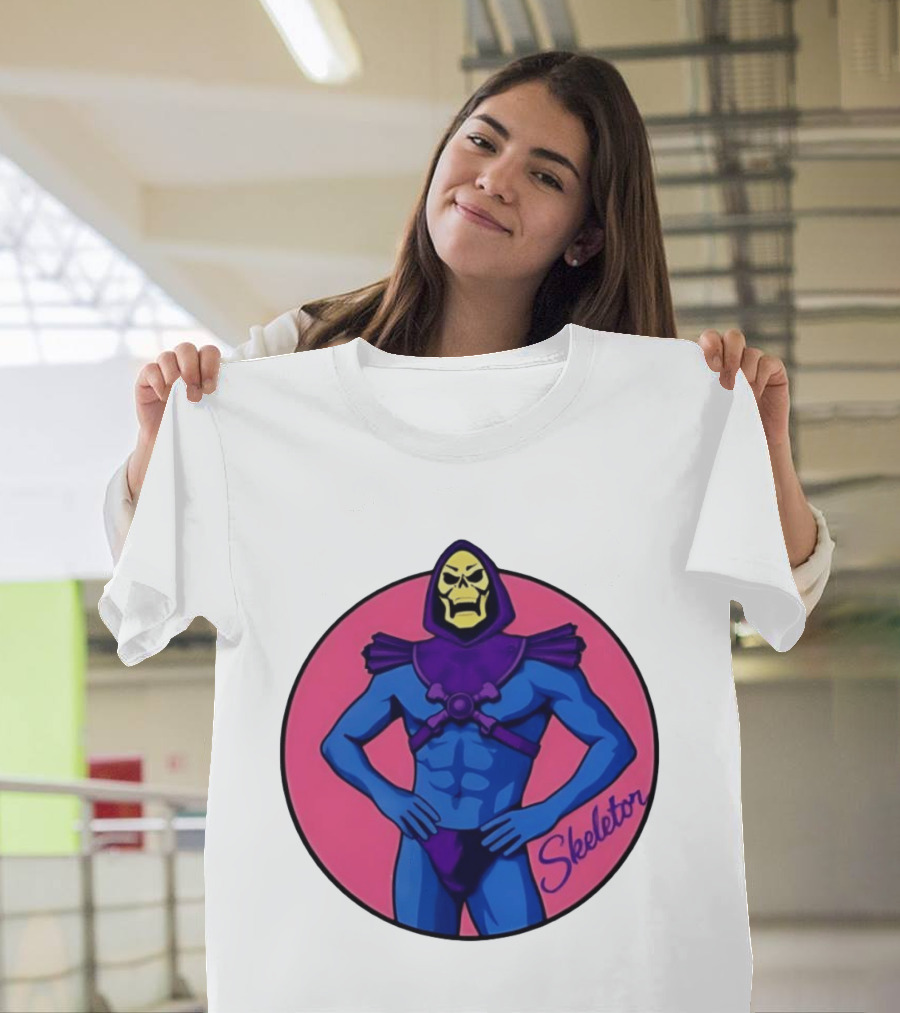 Skeletor Powerful Stance Pink T-Shirt
