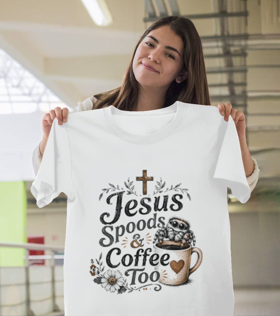 Jesus Spoods And Coffee Too Cross And Heart Christian T-Shirt