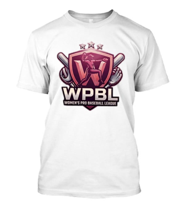 WPBL Women's Pro Baseball League Baseball Emblem With Stars And Bats T-Shirt