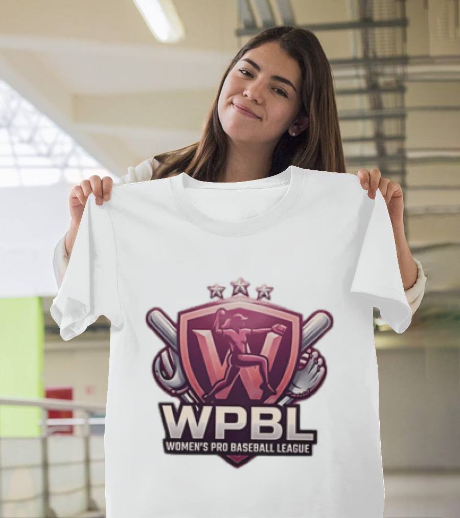WPBL Women's Pro Baseball League Baseball Emblem With Stars And Bats T-Shirt