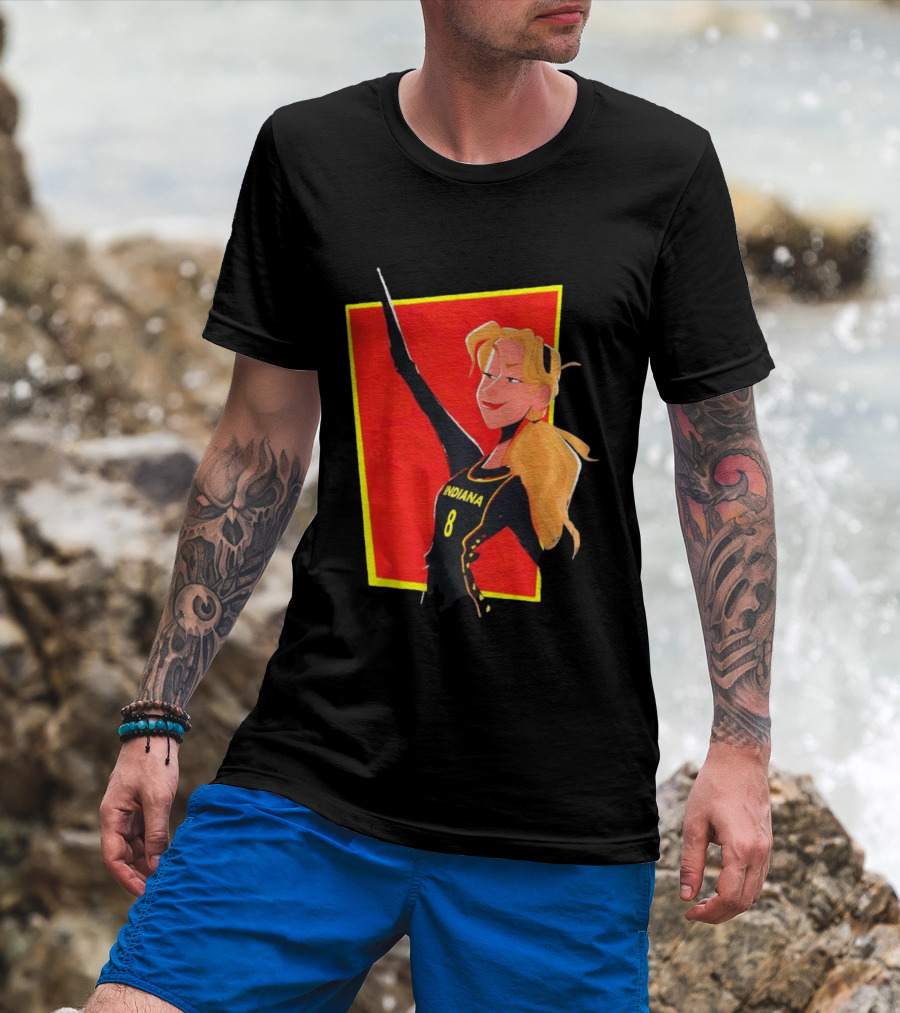 Indiana Blonde Number 8 Pointing In Black And Yellow Sports Uniform T-Shirt