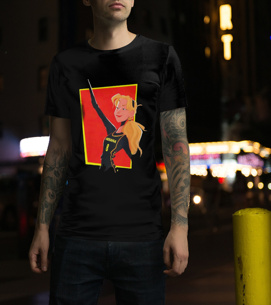 Indiana Blonde Number 8 Pointing In Black And Yellow Sports Uniform T-Shirt
