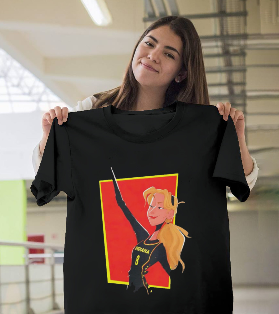 Indiana Blonde Number 8 Pointing In Black And Yellow Sports Uniform T-Shirt