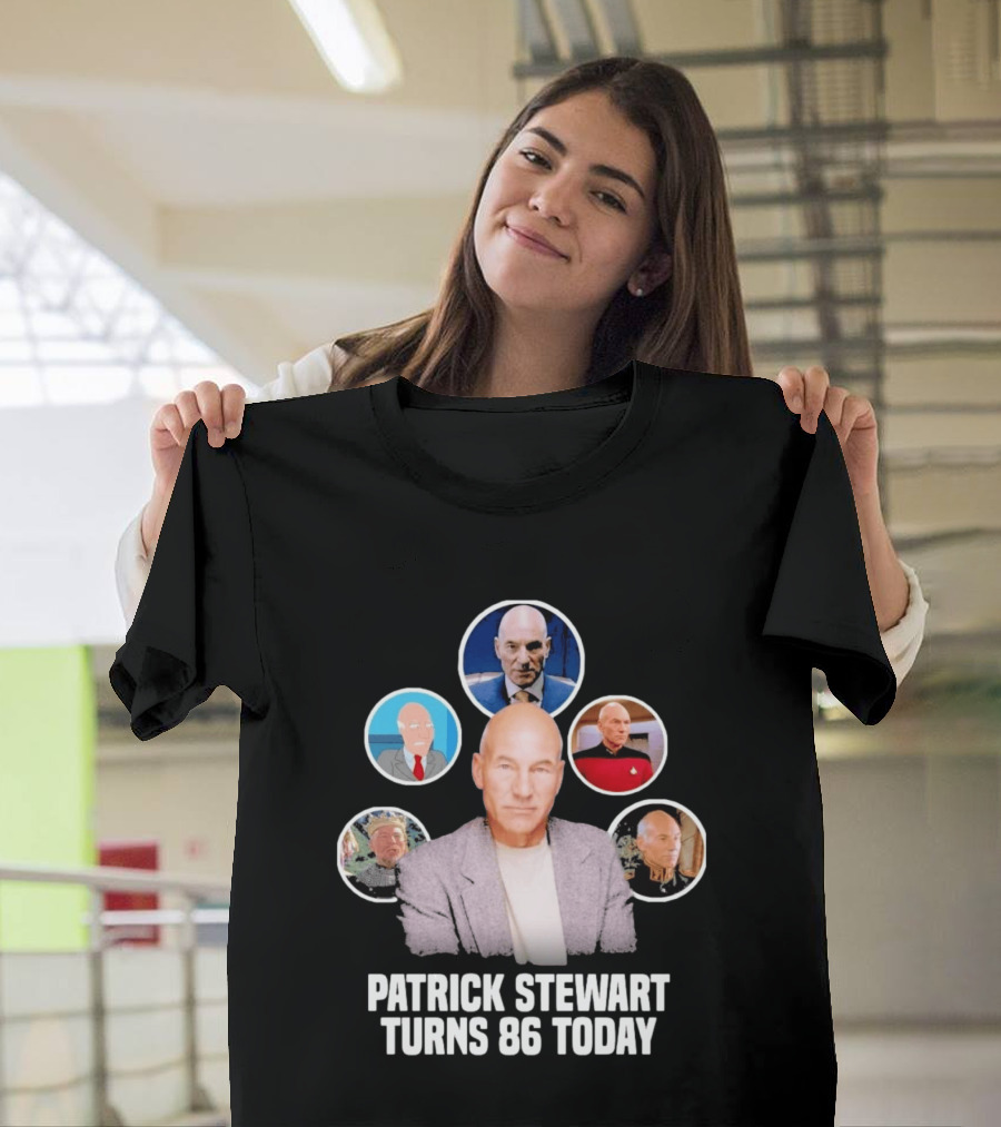 Patrick Stewart Turns 86 Today Iconic Roles Celebration Image T-Shirt