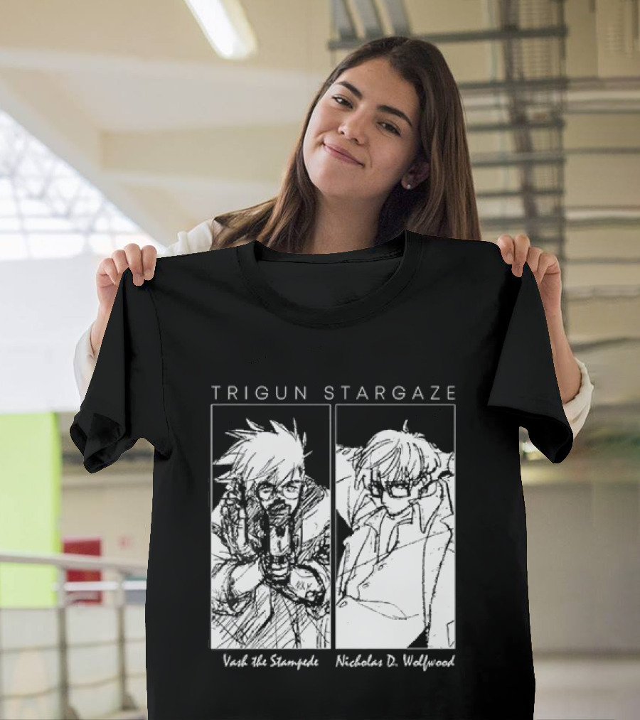 Trigun Stargaze Vash The Stampede Nicholas D. Wolfwood Manga T-Shirt