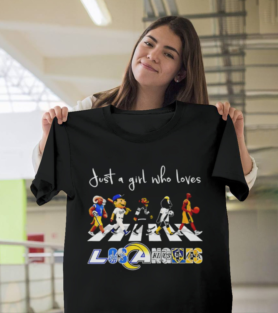 Just A Girl Who Loves Los Angeles Sports Teams Abbey Road Crosswalk T-Shirt