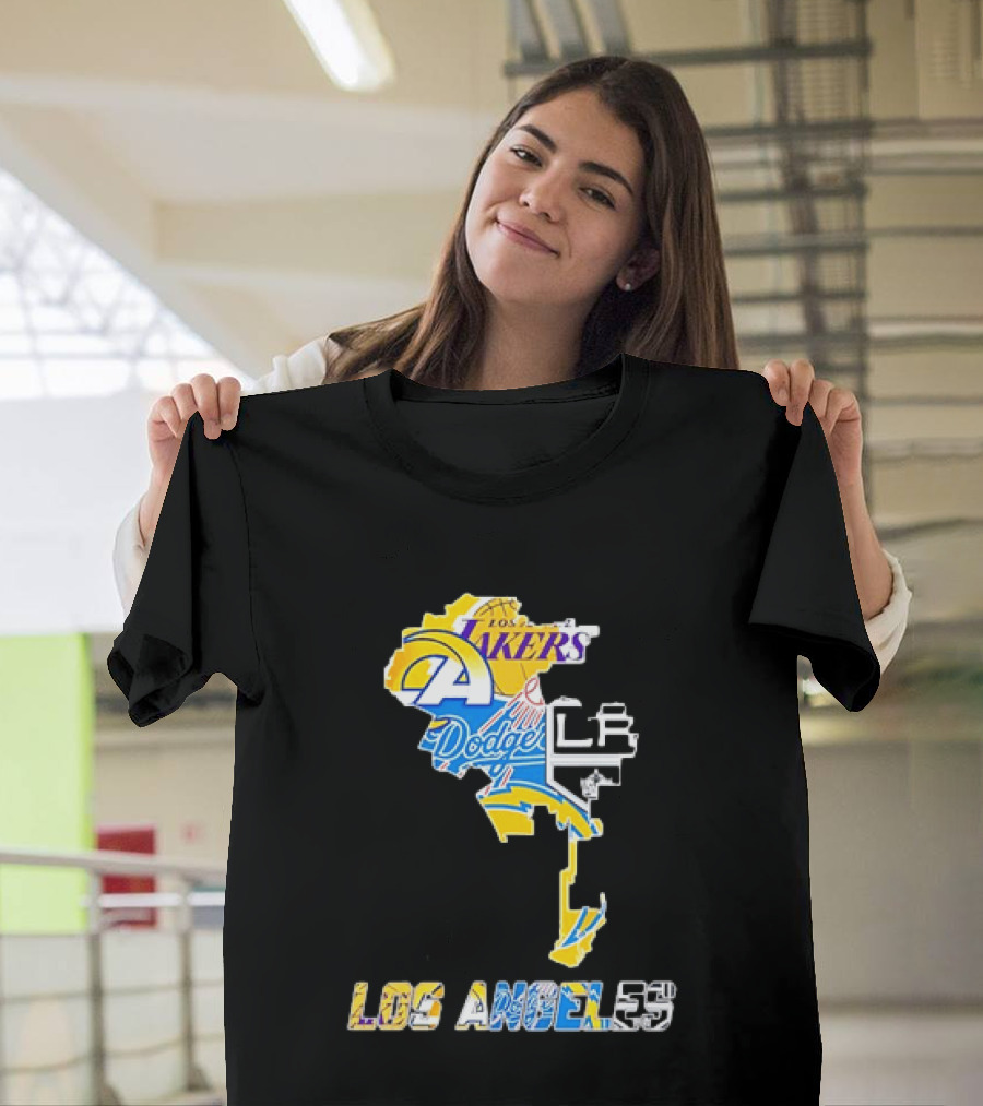 Los Angeles Lakers Rams Dodgers LA Kings Chargers Sports Team Logos T-Shirt