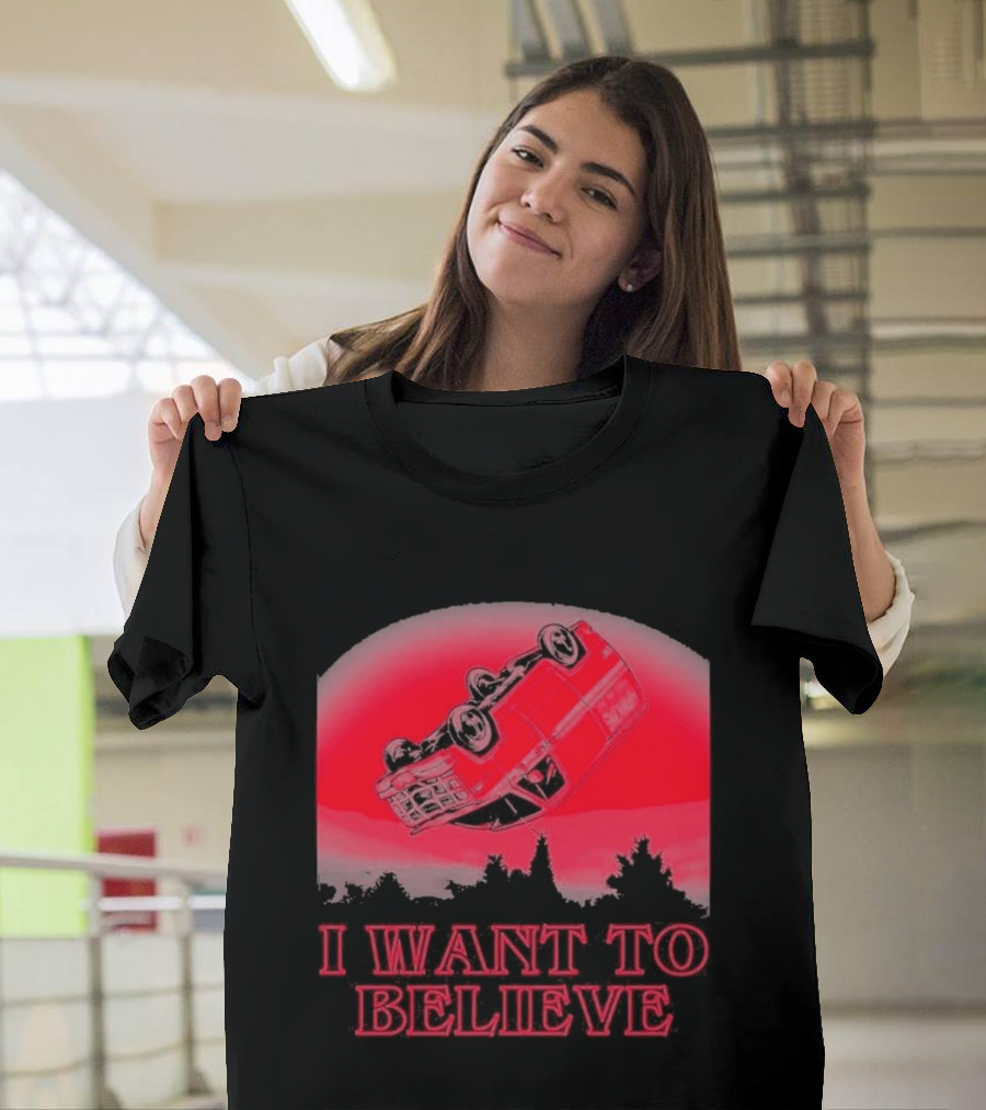 The X Files I Want To Believe Upside Down Car T-Shirt