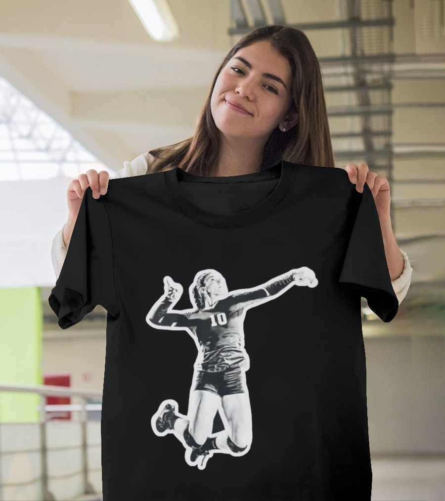 Volleyball Number 10 Athlete In Mid Air Motion T-Shirt