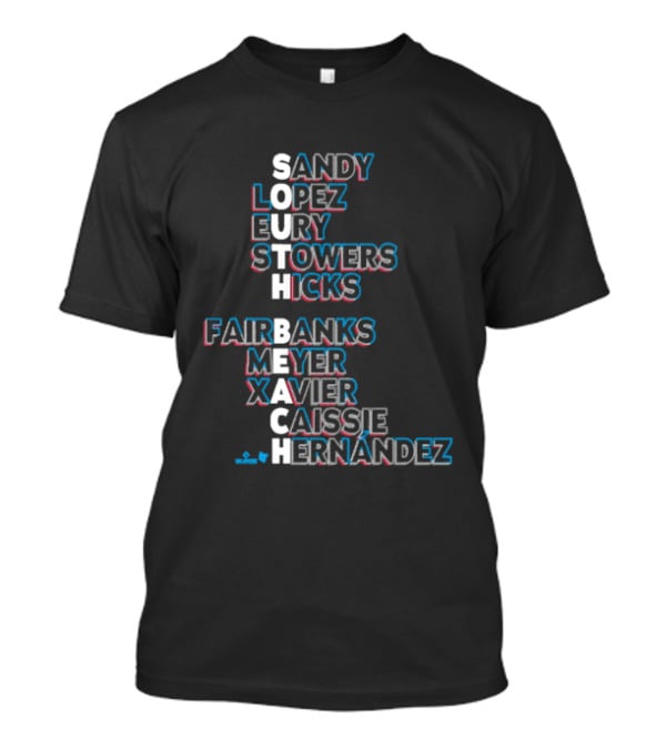 Miami Baseball Sandy Lopez Bury Stowers Hicks Fairbanks Meyer Xavier Caissie Hernandez South Beach Names 2026 T-Shirt