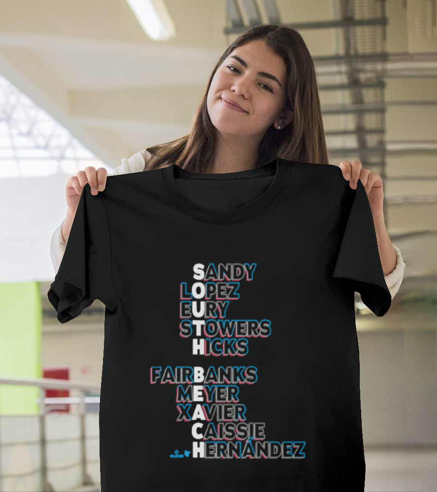 Miami Baseball Sandy Lopez Bury Stowers Hicks Fairbanks Meyer Xavier Caissie Hernandez South Beach Names 2026 T-Shirt