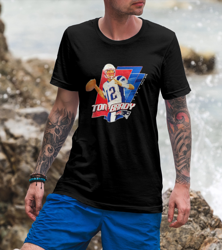 New England Patriots Tom Brady 12 Football Quarterback Iconic Action Pose T-Shirt