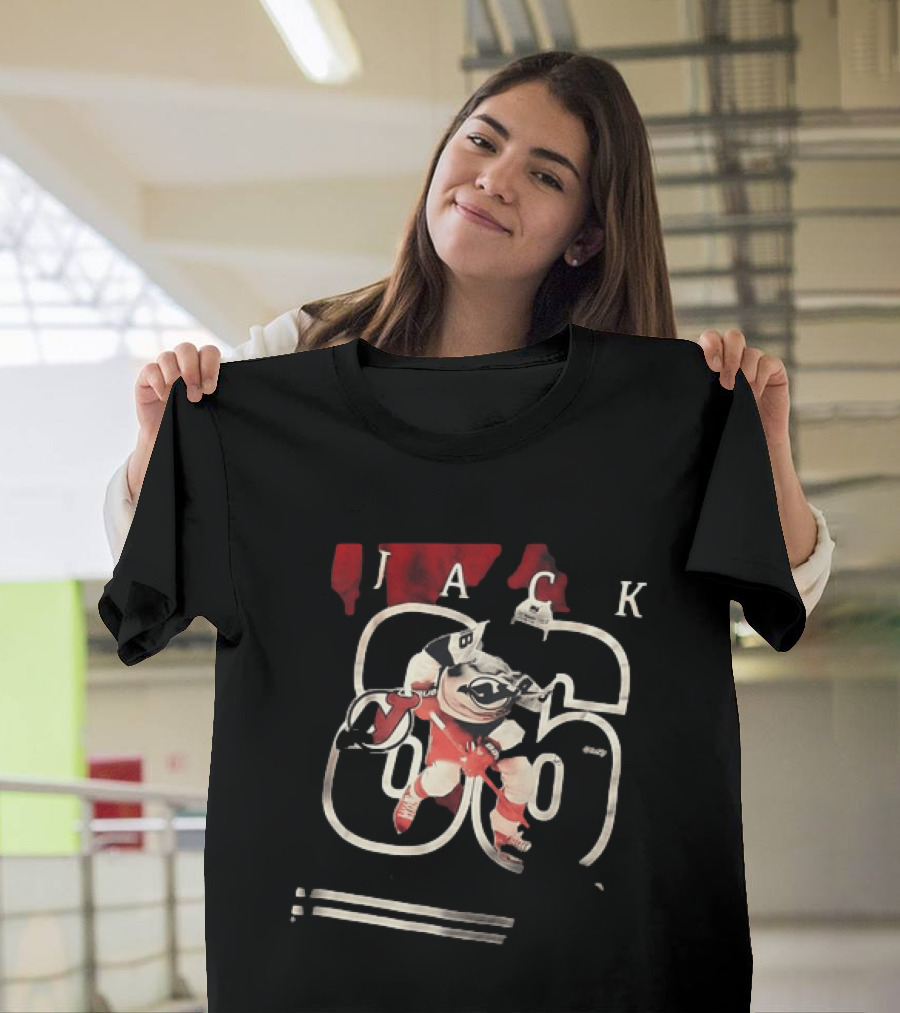 New Jersey Devils Jack Hughes 86 Hockey Player Action Pose T-Shirt