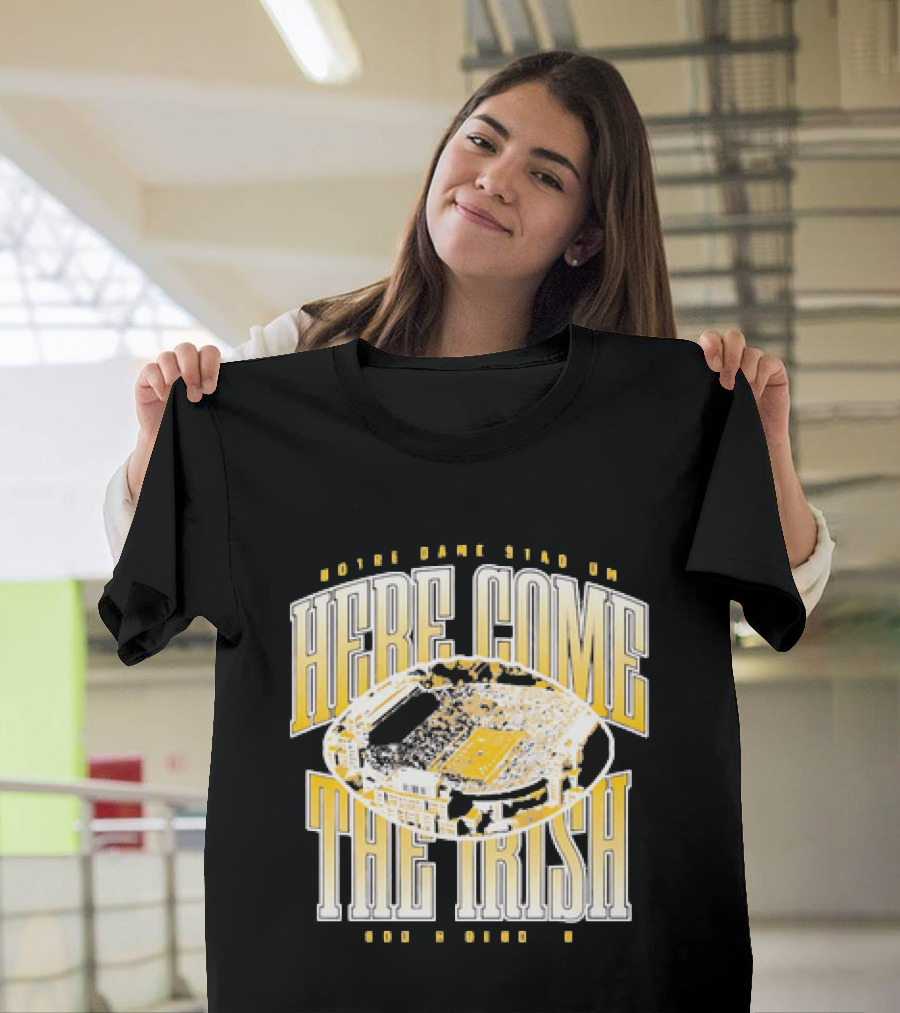 Notre Dame Stadium Here Come The Irish Football T-Shirt