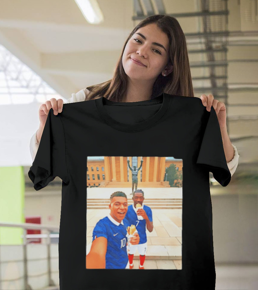 Ousmane Dembele Kylian Mbappe Philadelphia Museum Iconic Pose T-Shirt