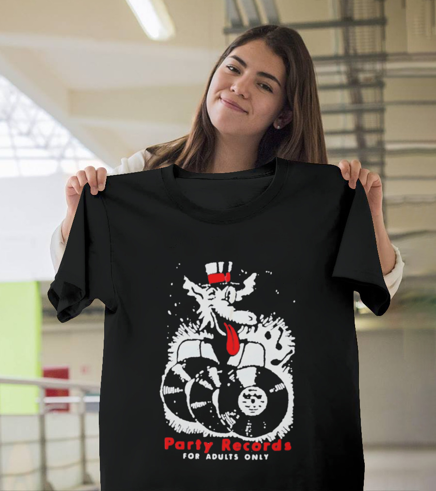Party Records For Adults Only Wolf Vinyl Spinning T-Shirt