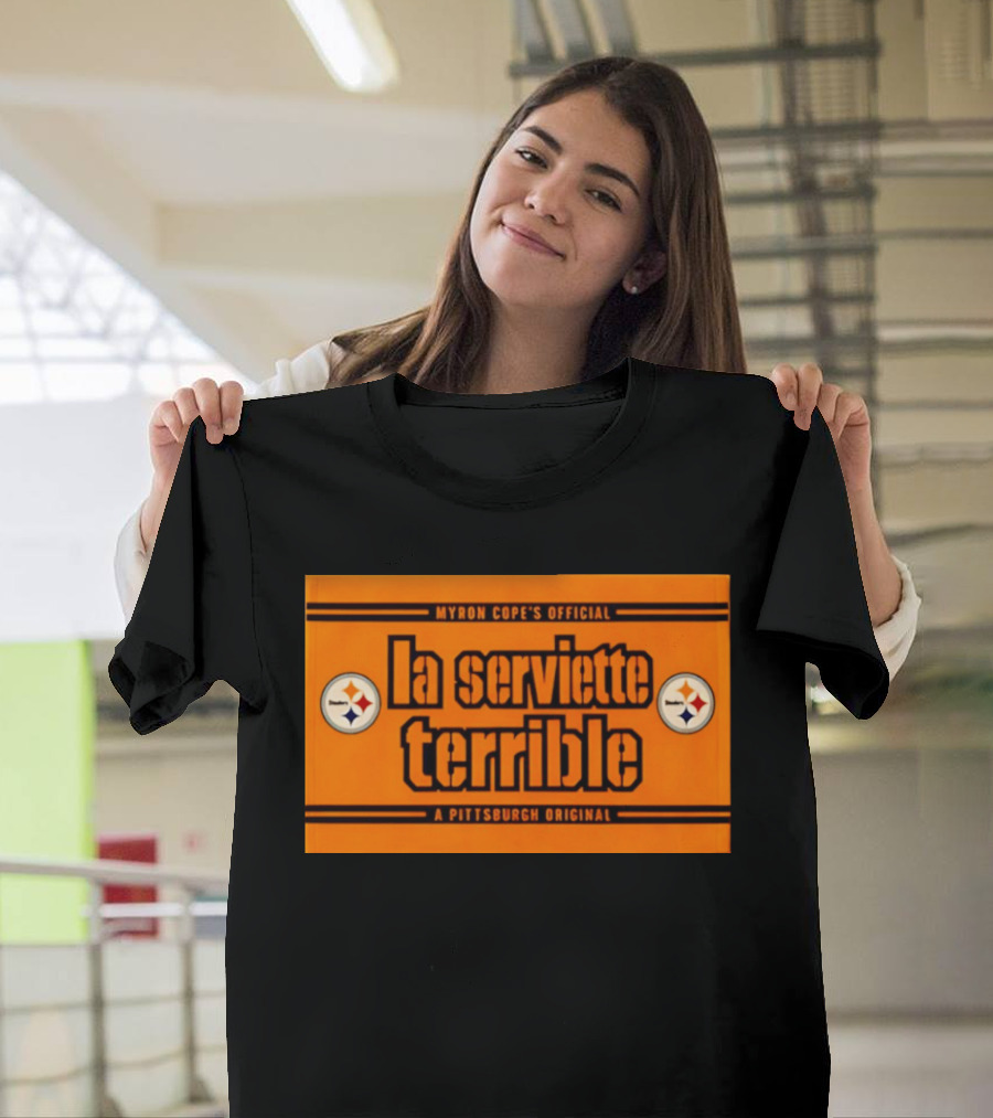 Myron Cope's Official La Serviette Terrible A Pittsburgh Original Steelers T-Shirt
