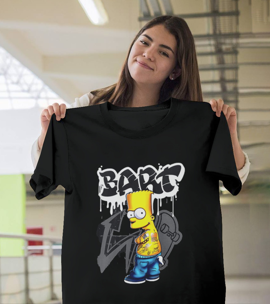 Bart Simpson Street Style Skateboard Graffiti Tattoos T-Shirt