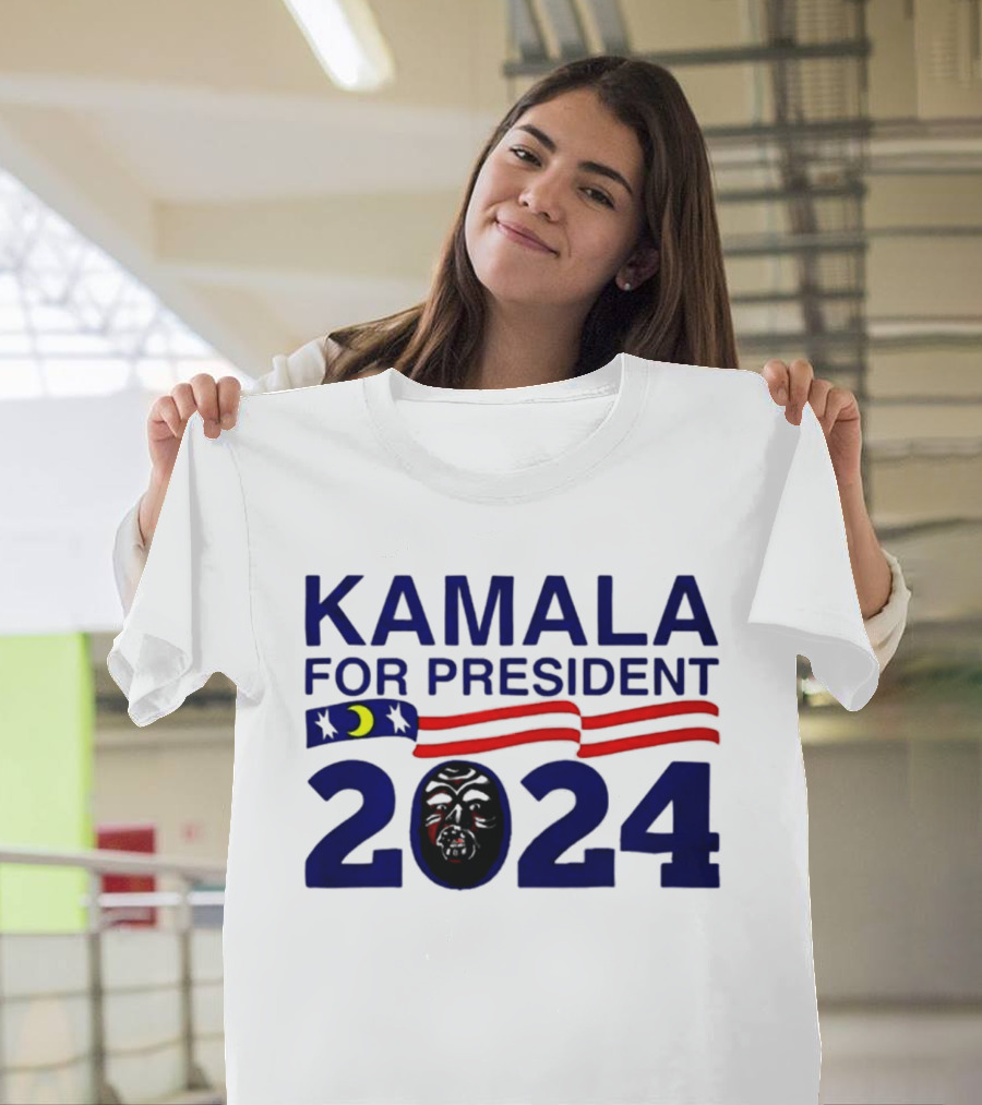 Kamala For President 2024 Stars And Stripes Moon Face T-Shirt