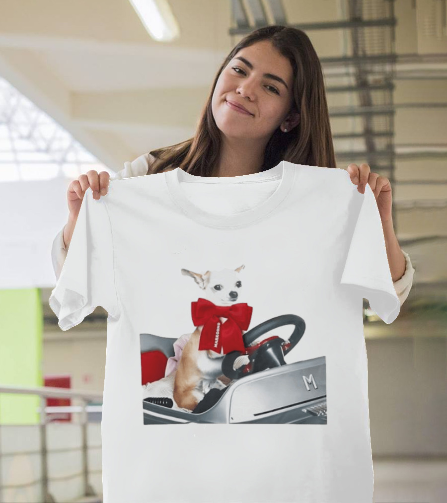 Chihuahua Puppy In Toy Car With Markgong Ribbon T-Shirt