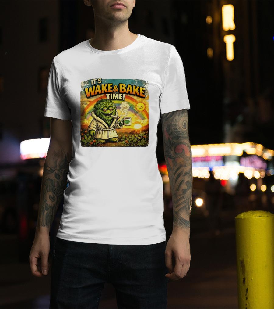 It's Wake And Bake Time Chief Greenbud Smoking Rainbow Sun Cannabis T-Shirt