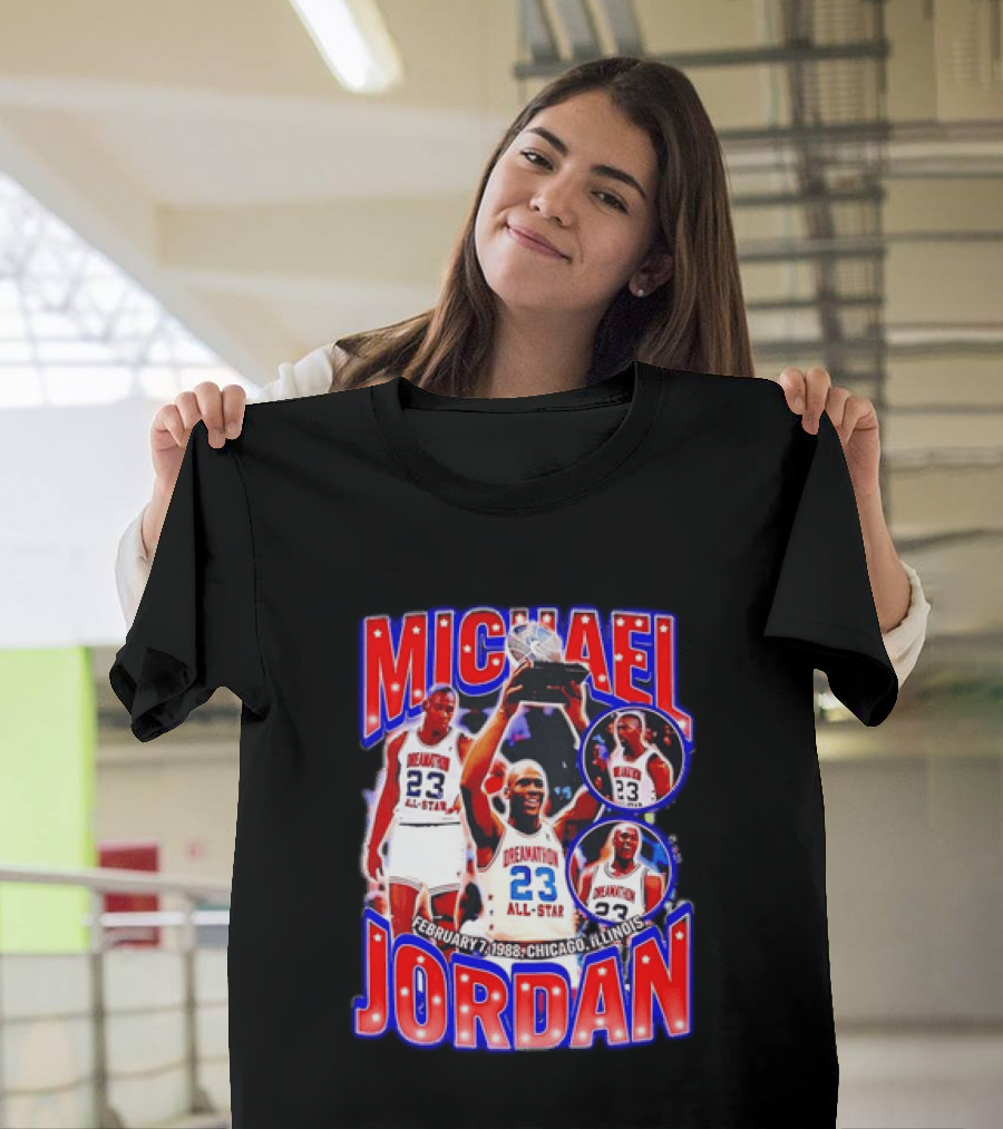 Michael Jordan February 7 1988 Chicago Illinois All Star Trophy Dream Team 23 T-Shirt