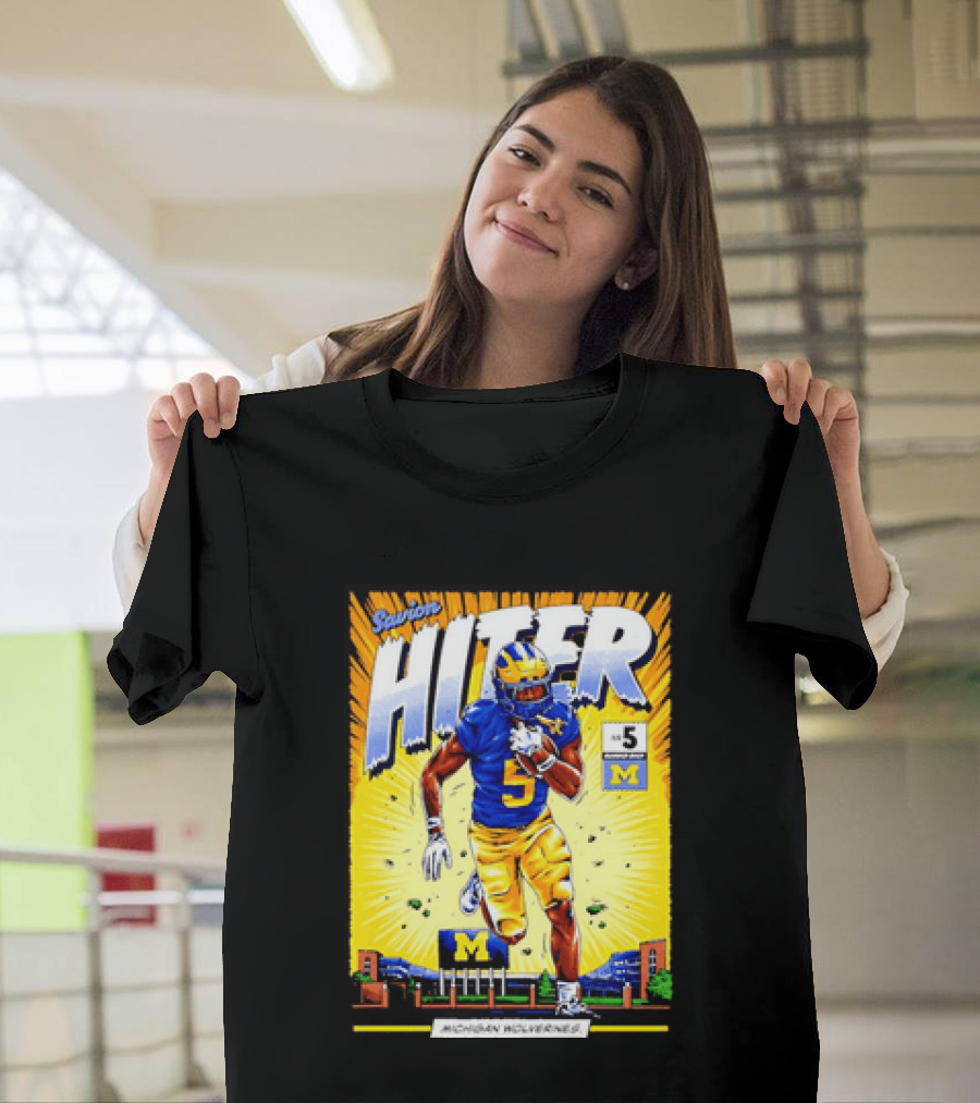 Savion Hiter Michigan Wolverines Football Number 5 Comic T-Shirt