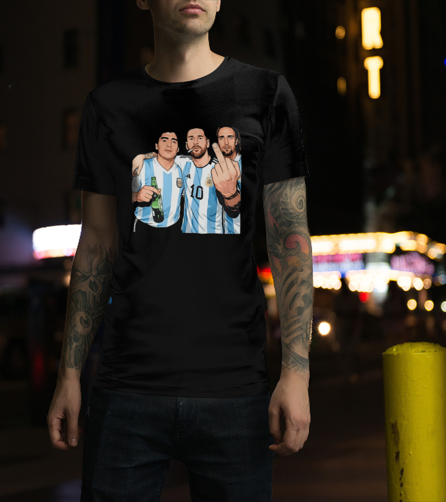 Messi Maradona Batistuta Argentina Football Legends T-Shirt